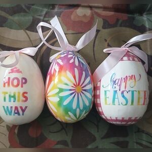 Happy Easter  Happy Spring Hop This Way 3 Pack Egg Decorations NIP